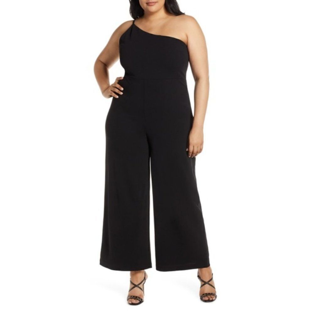 Leith One-Shoulder Wide-Leg Jumpsuit size 4X in Black - NEW